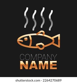 Line Dead fish icon isolated on black background. Rotten fish. Colorful outline concept. Vector