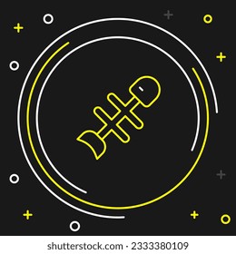 Line Dead fish icon isolated on black background. Colorful outline concept. Vector