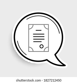 Line Death certificate icon isolated on grey background. Colorful outline concept. Vector