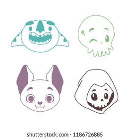 Line decals of Halloween characters