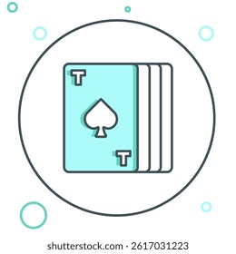 Line Deck of playing cards icon isolated on white background. Casino gambling. Colorful outline concept. Vector