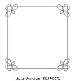 Line deco border frame, vector Celtic knot with heart calligraphic design element frame