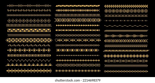 Liniengrenzen für dekorative Elemente. Minimalistisches Tätowierungsdesign, Zeilentrennungstext. Traditioneller geometrischer Rahmen, Trenner. Vintage einfache Muster anständige Vektorgrafik-Sammlung