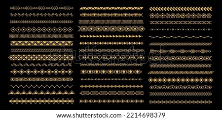 Line decorative borders. Minimalistic tattoo design, lines separation text. Traditional geometric frame, divider. Vintage simple patterns decent vector collection