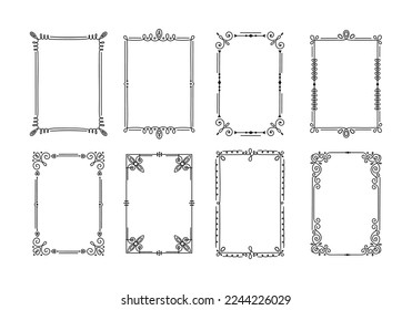 Line decorative frames for photo and picture. Vector of picture photo frame with ornament border illustration