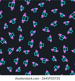 Linha Decreto, papel, pergaminho, ícone de rolagem ícone isolado padrão sem emenda no fundo preto. Rolo chinês.  Ilustração de vetor
