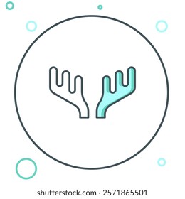 Line Deer antlers icon isolated on white background. Hunting trophy on wall. Colorful outline concept. Vector