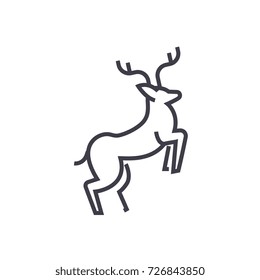 line deer illustration vector line icon, sign, illustration on background, editable strokes