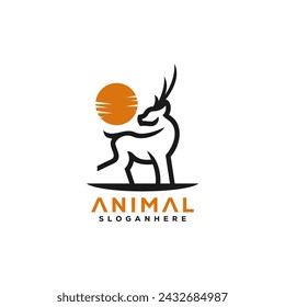 line deer logo design vector