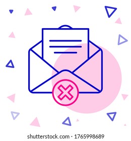Icono de borde Borrar línea aislado en fondo blanco. Borrar o letra de error. Cruza el mensaje. Correo rechazado. Concepto de esquema colorido. Ilustración vectorial