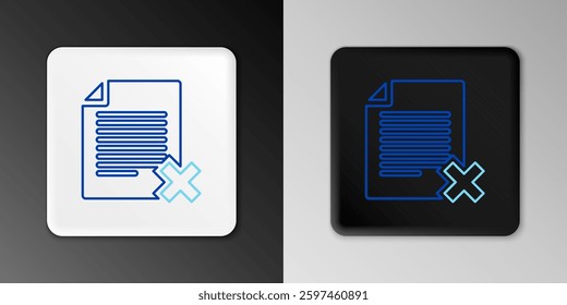 Line Delete file document icon isolated on grey background. Rejected document icon. Cross on paper. Colorful outline concept. Vector