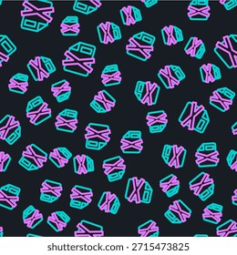 Zeile Symbol "Datei löschen", isoliertes nahtloses Muster auf schwarzem Hintergrund. Symbol für abgelehntes Dokument. Kreuz auf Papier.  Vektorgrafik