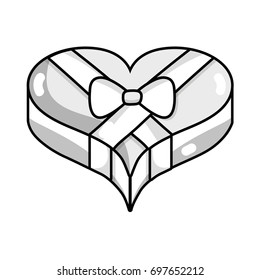 line delicious chocolate sweet with heart design