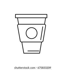 line delicious coffee in plastic cup icon