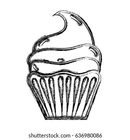 line delicious cupcake to happy birthday celebration