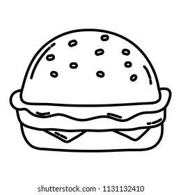 line delicious hamburger unhealthy fastfood meal