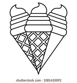 line delicious ice creams dessert in the cone