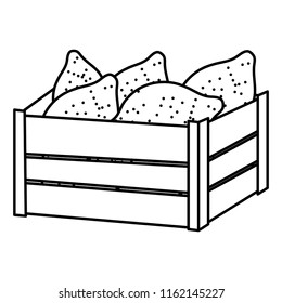 line delicious papaya fruit inside wood basket