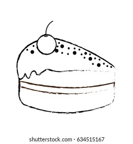 line delicious pastel with cherry to happy birthday