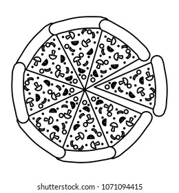 line delicious pizza fastfood with unhealthy ingredients