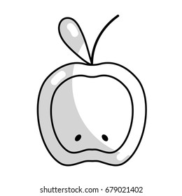line delicious slice apple fruit with vitamins and protein