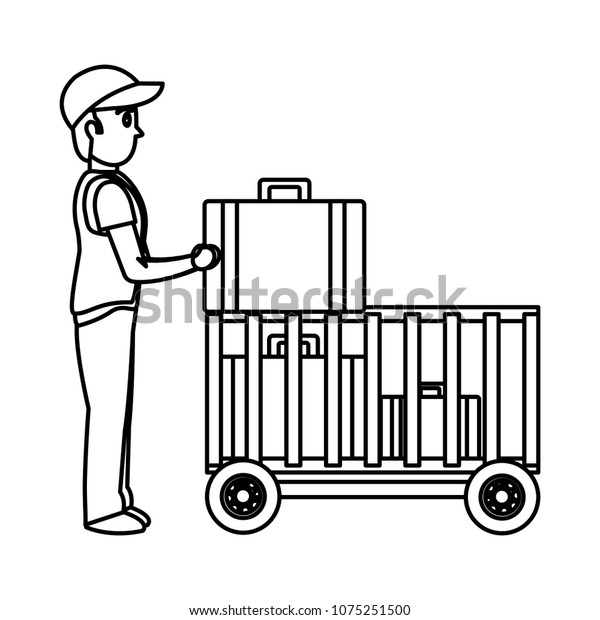 line delivery\
man with luggage container\
service
