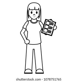 line delivery woman with check list service