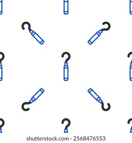 Line Dental explorer scaler for teeth icon isolated seamless pattern on white background. Colorful outline concept. Vector