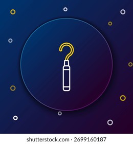 Line Dental explorer scaler for teeth icon isolated on blue background. Colorful outline concept. Vector