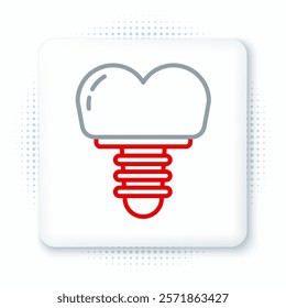 Line Dental implant icon isolated on white background. Colorful outline concept. Vector