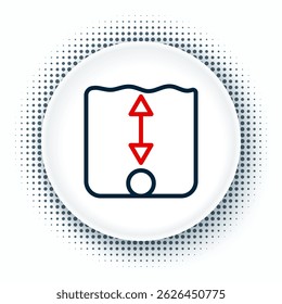 Ícone de medição Profundidade da Linha isolado no plano de fundo branco. Profundidade da água. Conceito de contorno colorido. Vetor