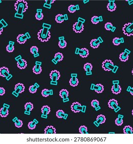 Line Derailleur bicycle rear speed folding icon isolated seamless pattern on black background.  Vector