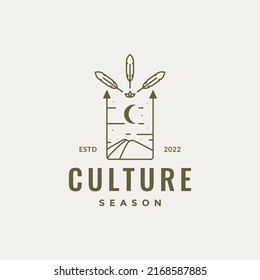 line desert with crescent logo design vector graphic symbol icon illustration creative idea