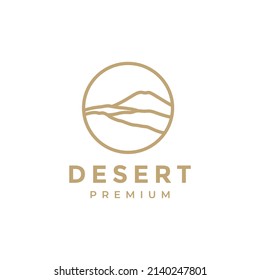 Line Desert With Mountain Night Logo Design, Vector Graphic Symbol Icon Illustration Creative Idea