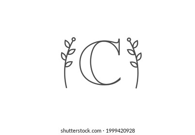 line design of C alphabet letter logo icon. Company business typography with flower pattern