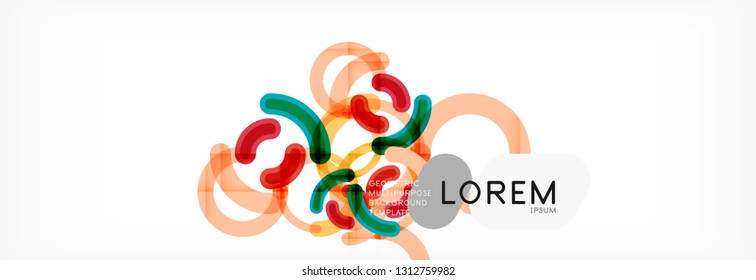 Line design circles abstract background, vector illustration