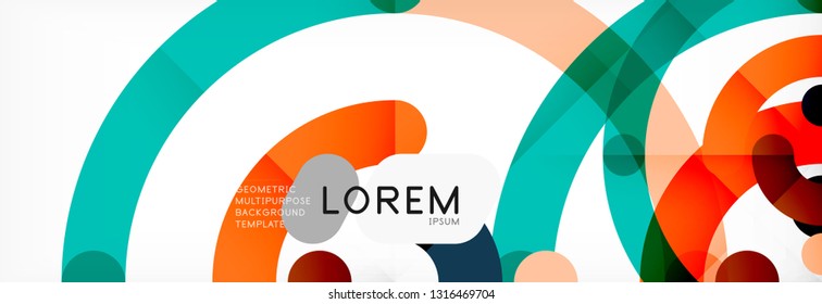 Line design circles abstract background, vector illustration