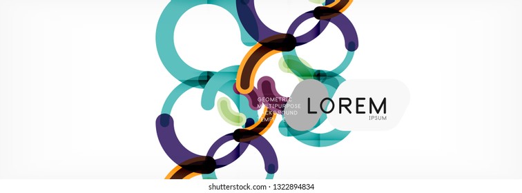 Line design circles abstract background, vector illustration