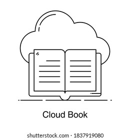 
Un diseño de línea del icono del libro en la nube, concepto de tecnología educativa 
