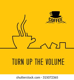 Line design of coffee cup icon. Abstract coffee cup background. For mobile applications, illustration template design, business info graphic, presentation, concept invitation. Vector illustration.