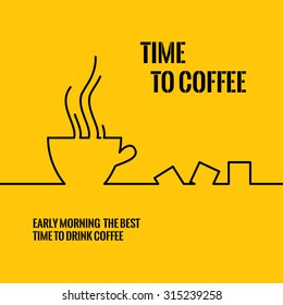 Line design of coffee cup icon. Abstract coffee cup background. For mobile applications, illustration template design, business info graphic, presentation, invitation card. Vector illustration.