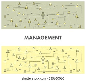 Line design concept banner for management. Linear vector illustration