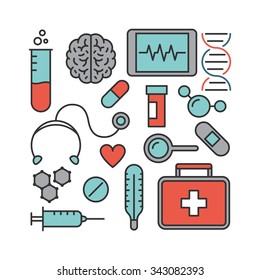 Line design concept for medicine. Vector illustration