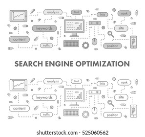 Line design concept web banner for Search Engine Optimization. Linear vector illustration.