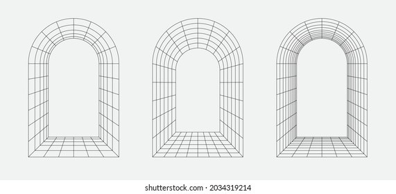 Line design element, arc frame, gate. Editable strokes. Vector illustration isolated on white background, EPS 10