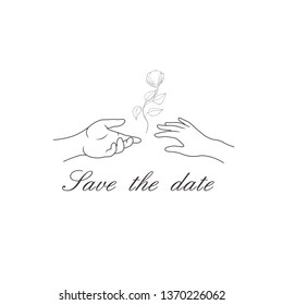 Line design elements of hand. Logo for packaging, cosmetic. Set.