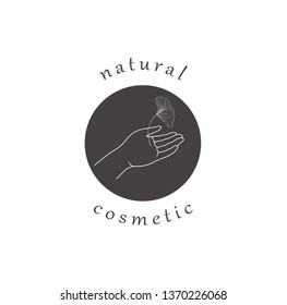 Line design elements of hand. Logo for packaging, cosmetic. Set.