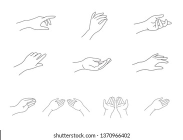 Line design elements of hand. Logo for packaging, cosmetic. Set.