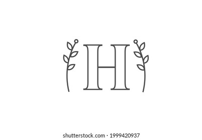 line design of H alphabet letter logo icon. Company business typography with flower pattern