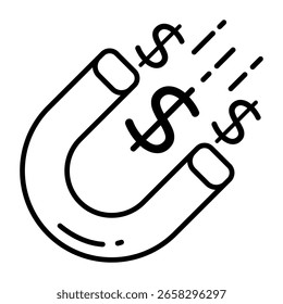 A line design icon of attract dollar